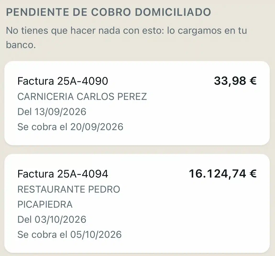 Pendiente de cobro domiciliado: no tiene que hacer nada, se carga en su banco